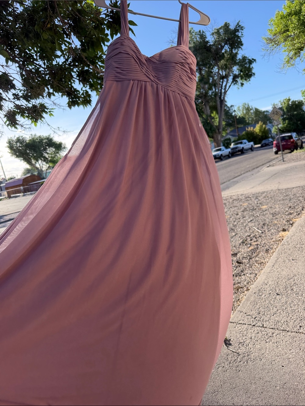 Birdy Grey Mauve Sleeveless Ruched Bodice Maxi Dress